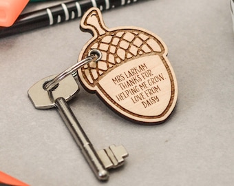Personalised Detailed Acorn Keyring