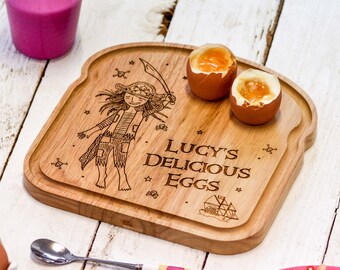 Personalised Breakfast Egg Board - Pirate - Girl