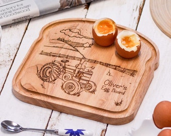 Personalised Breakfast Egg Board - Tractor
