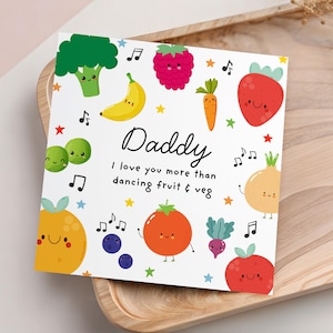 Tarjeta personalizada de frutas y verduras danzantes