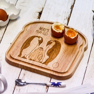 Gepersonaliseerde eierplank voor ontbijt - pinguïn