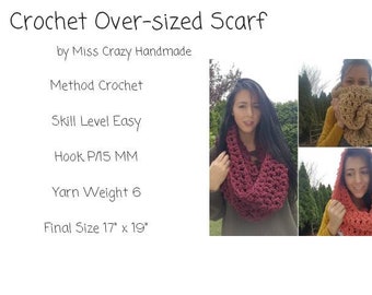 Crochet Scarf Pattern, Oversized Scarf Pattern, Easy Scarf Pattern, Easy Pattern, Crochet Pattern, Crochet Scarf, Oversized Scarf