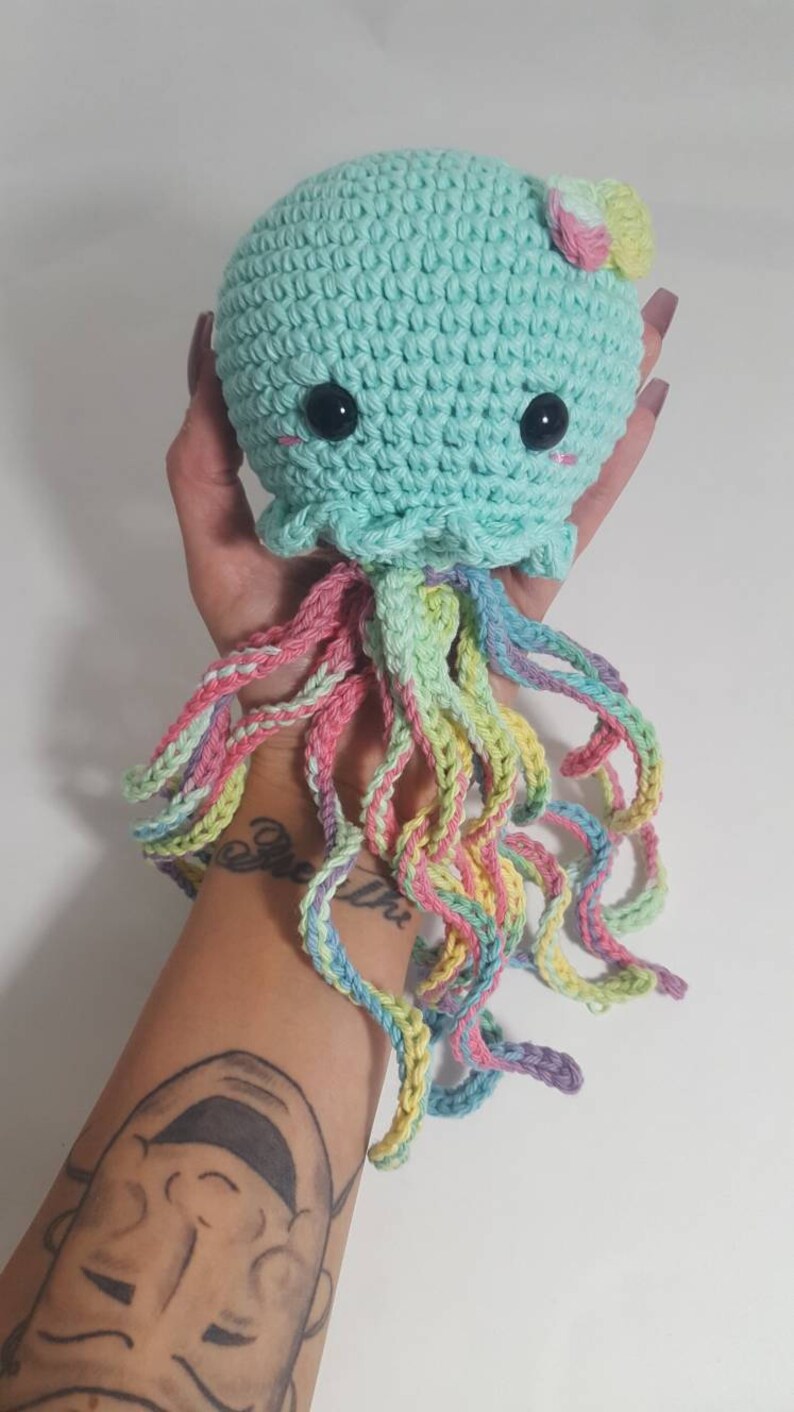 Crochet JellyfishMint Rainbow Jellyfish Crochet Toy Etsy