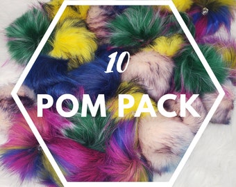 BULK ORDER 10 Faux Fur Pom Poms | Hat Topper | Crochet Knit Beanie Pom | Scarf Pom Pom | Pom Pom Pack