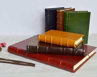 Scrapbook with lines, Guest book with lines, Leather sketchbook with lines, Hardcover journal with lines