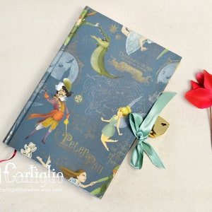 Diario secreto de Peter Pan. Diario con cerradura y llave. Diario de cuento de hadas con llave