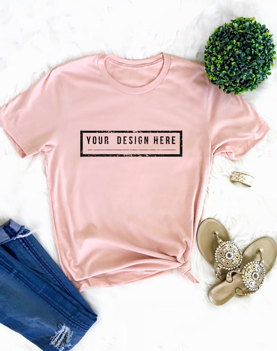 Bella Canvas 3001 T-Shirt Mock Up Heather Peach Unisex
