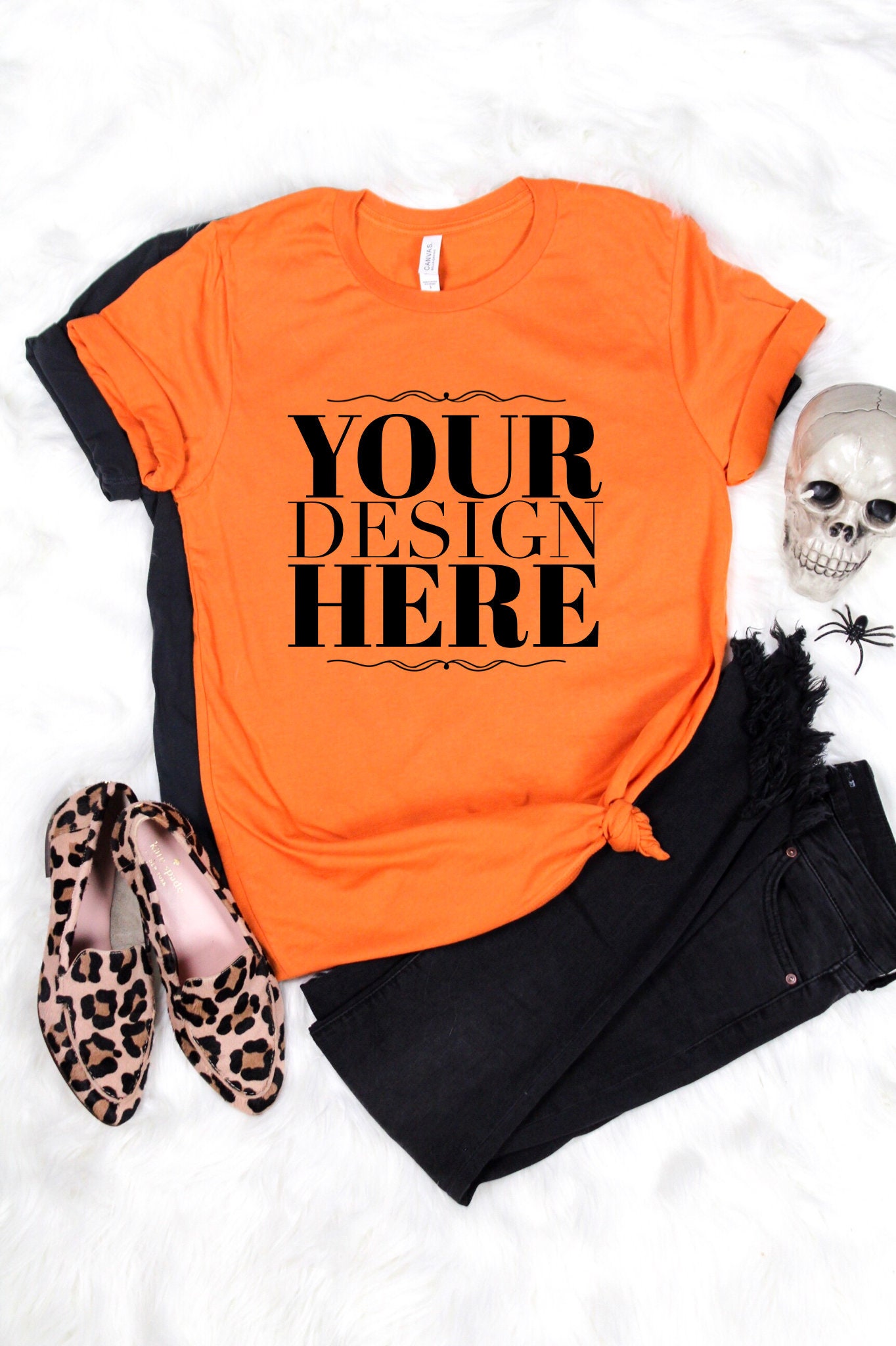 Download Shirt Mock UP Bella Canvas 3001 Orange Unisex Tshirt ...