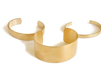 Brass Cuff Blanks - Gold Bangle Cuff 3 Sizes 1", 1/3", 1/2", 3/4" 1/4 Preformed Blank Cuff - bracelet blanks