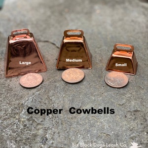 Medium Copper Cow/Dog Bell and Dog ID Tag Strap Hiking/Hunting/Walking/Wandering Senior image 6