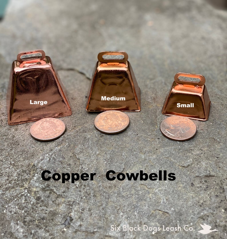 Medium Copper Cow/Dog Bell and Dog ID Tag Strap Hiking/Hunting/Walking/Wandering Senior image 6