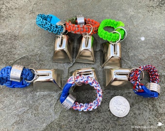 LIMITED EDITION - Small Nickel Bells on Paracord Clips - Hiking, Hunting, Walking, Deaf and Senior Dogs - Free Shipping