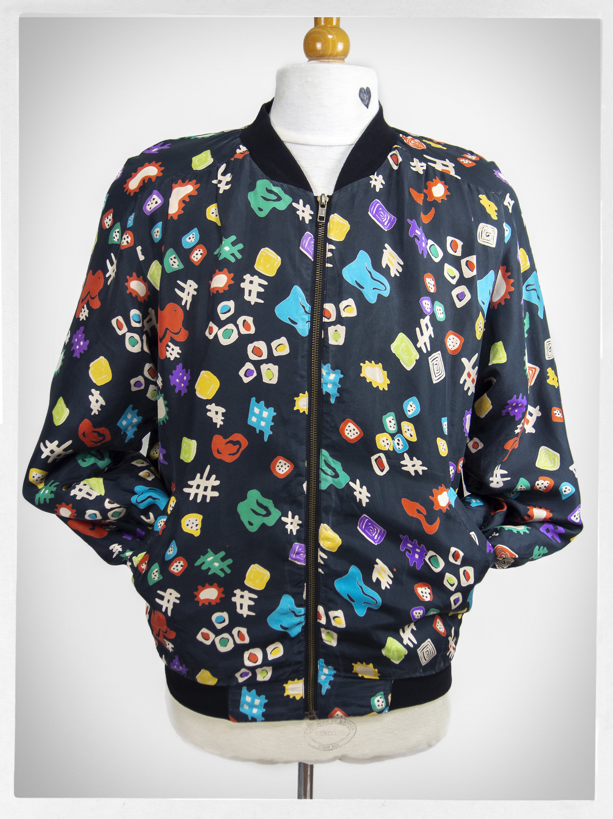 ジャケット・アウター 90s silk rave bomber jacket blouson Blue Satin Bomber Jacket 90s the Bicycle Source Jacket BMX