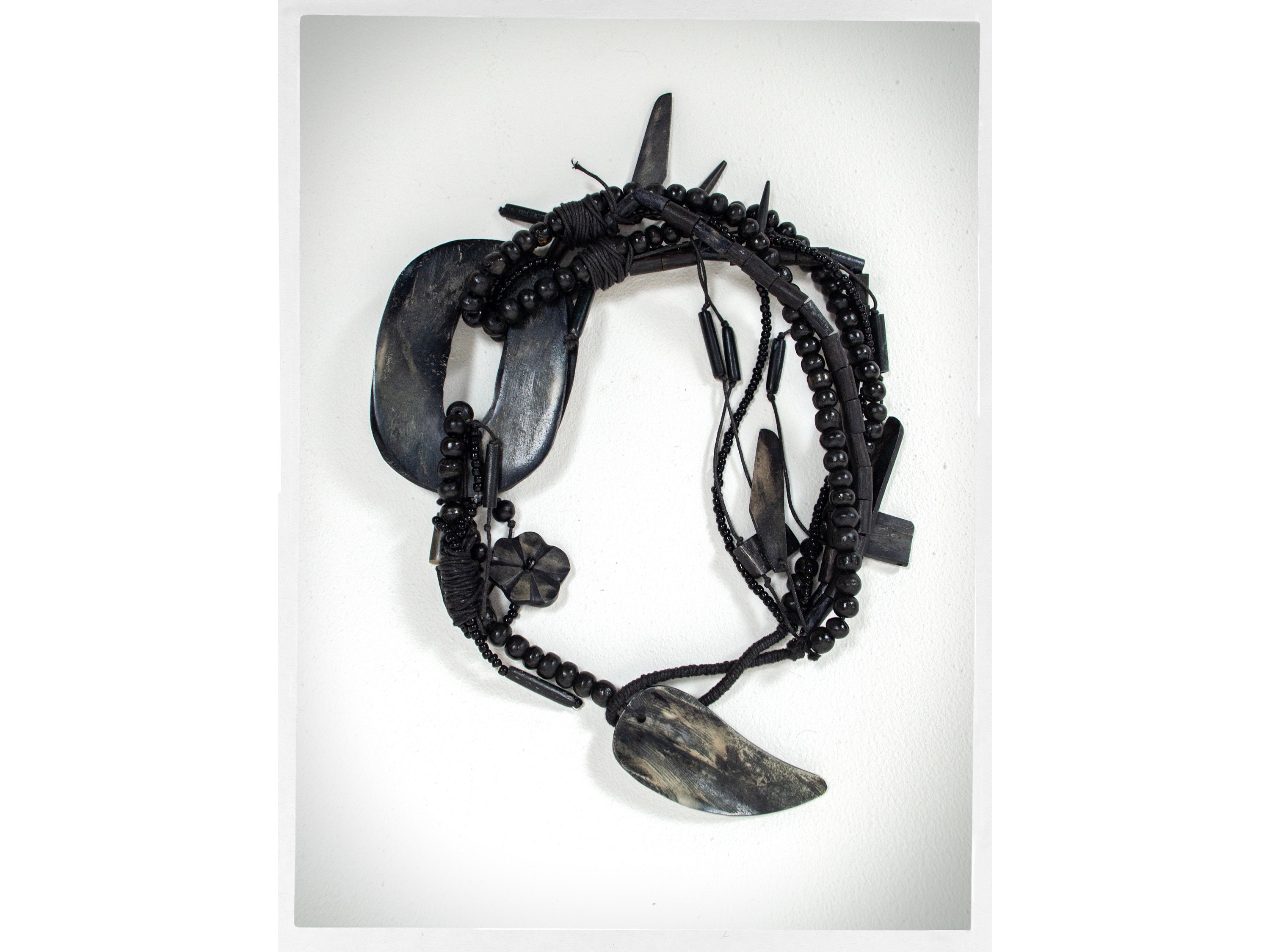 Statement Necklace, Brutalist Wood Necklace, Handmade Necklace, Huge Black Necklace, Boho Fashion, Iris Apfel Style, Artisan Necklace, Y2K