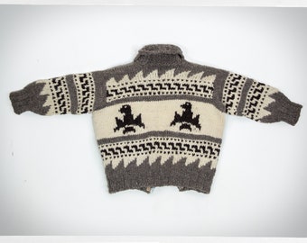 90s Knit COWICHAN SWEATER, Handmade Wool Jumper, West Coast