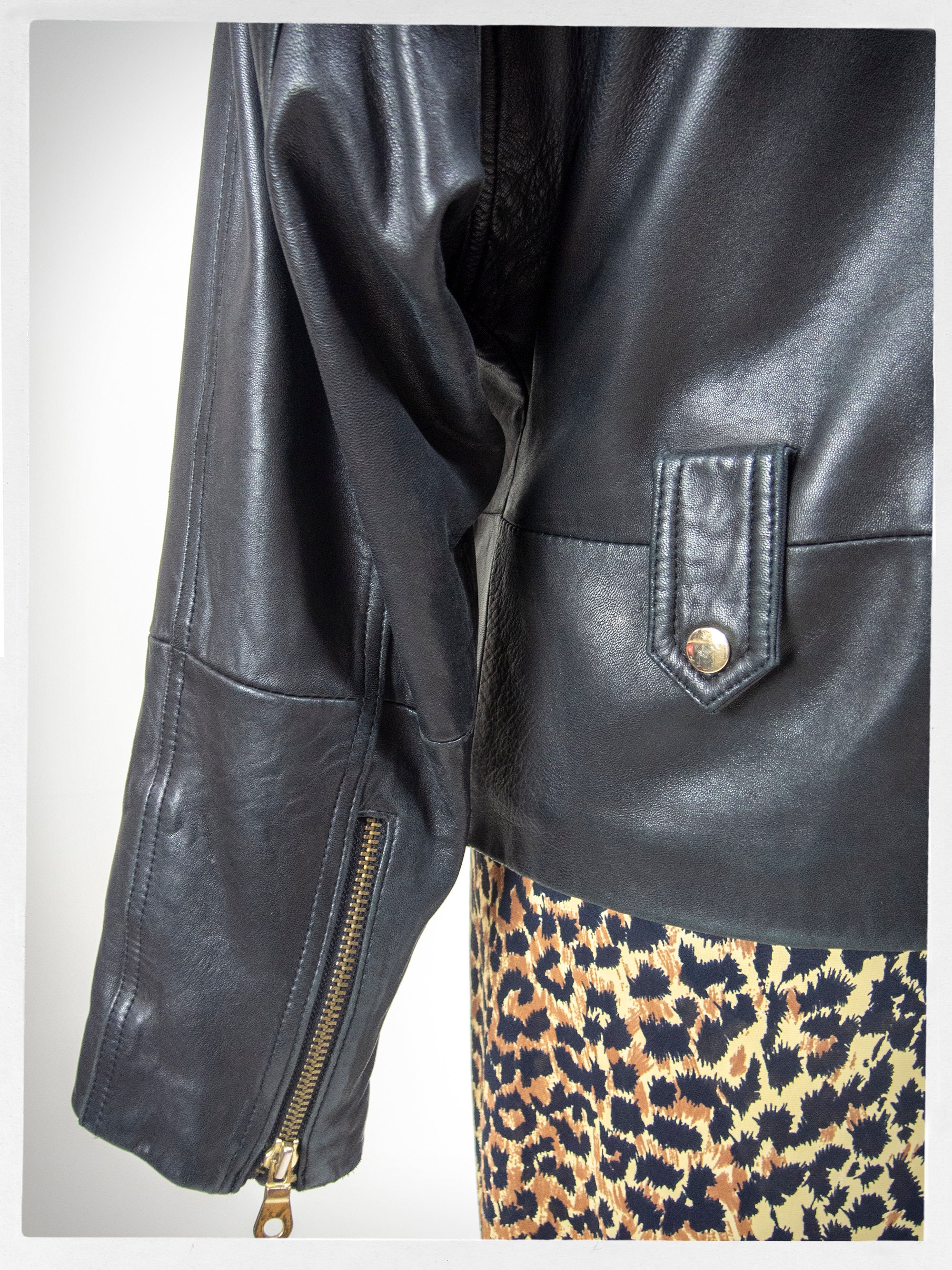 Retro 90s Leather Jacket, 80s Motorcycle Jacket, Biker Jacket