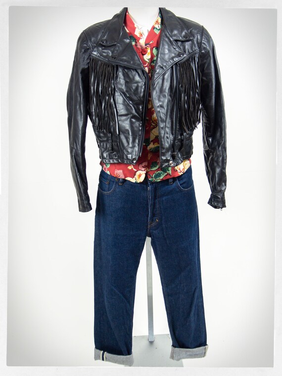 Vintage 80s Motorcycle Jacket, 90s Fringe Jacket, Heavy