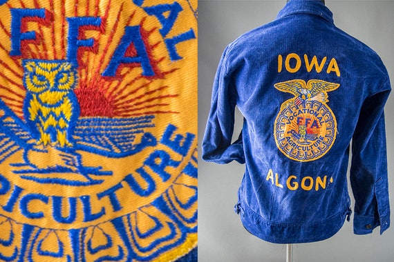 Vintage 60s Letterman Jacket, Retro 50s Blue Cotto