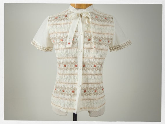 Vintage 60s Blouse, Adorable 60s Blouse with Hand