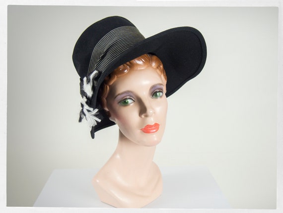 Vintage 60s Hat, 60s Wide Brim Hat, 60s Statement