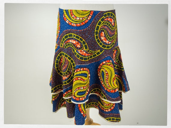 Handmade African Wax Print Skirt, Beautiful Wax Pr