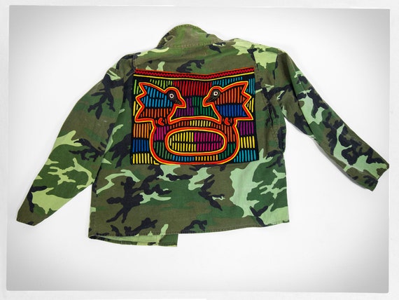 Retro 90s Hunting Jacket, South American Art, Vin… - image 5