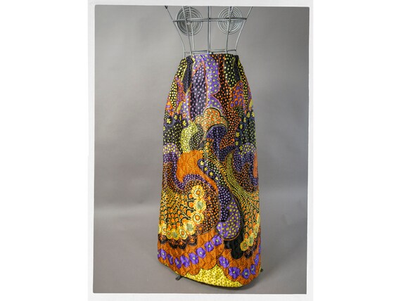 Vintage 60s Skirt, Quilted Skirt, 60s Abstract Ski