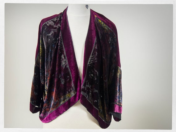 Vintage 90s Velvet Jacket, Art Nouveau Style Velve