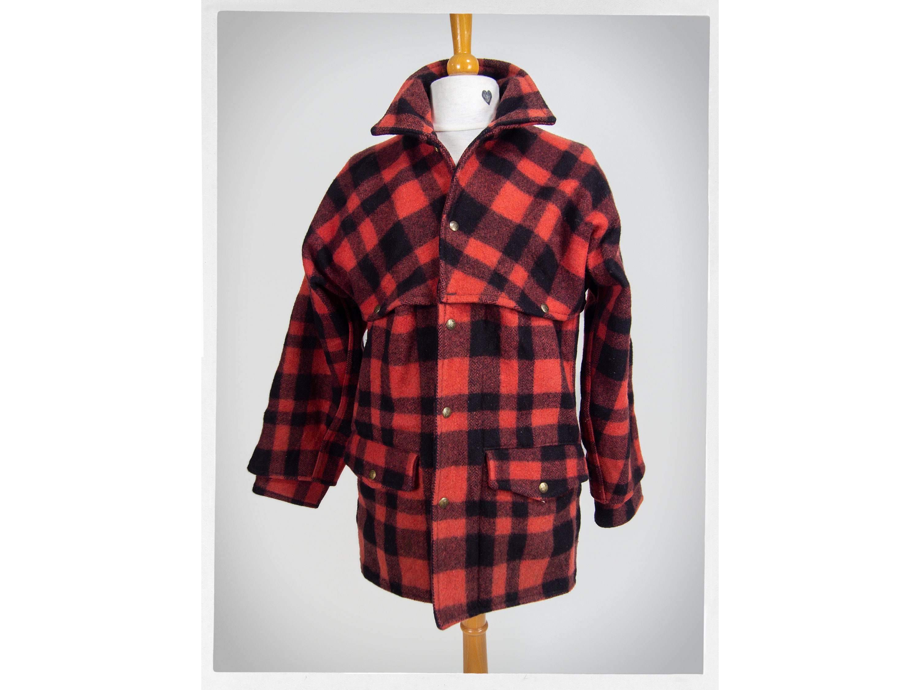 Retro 50s Hunting Coat, Wool Hunting Jacket, 60s Red Check