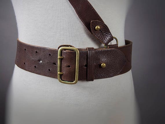 Vintage 40s Belt, Leather Cross Body Officers Belt