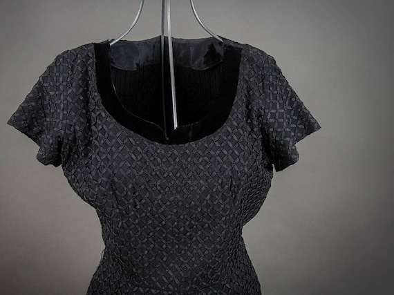 Vintage 50s Dress, 50s Ribbon Weave Dress, 50s Co