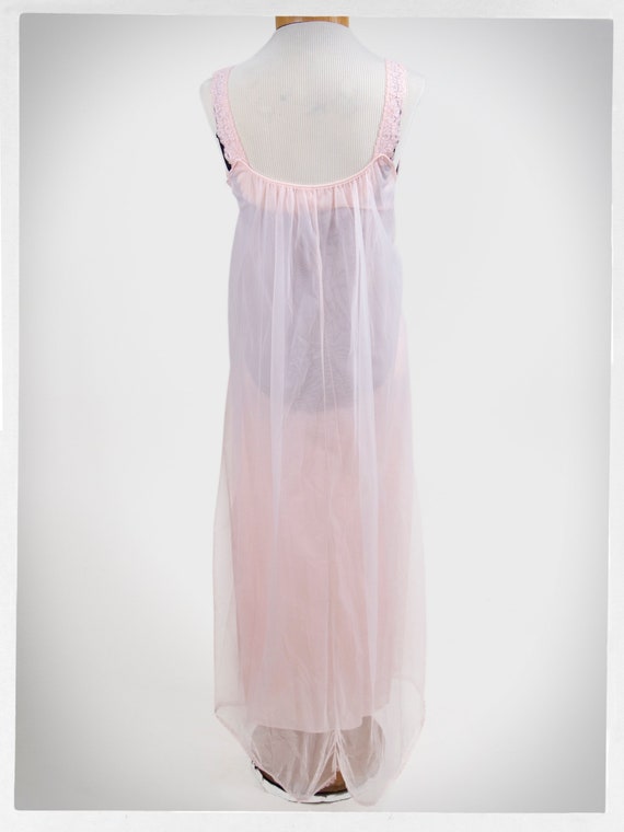 Vintage 60s Nightie, 60s Chiffon NEGLIGEE, Pink C… - image 6