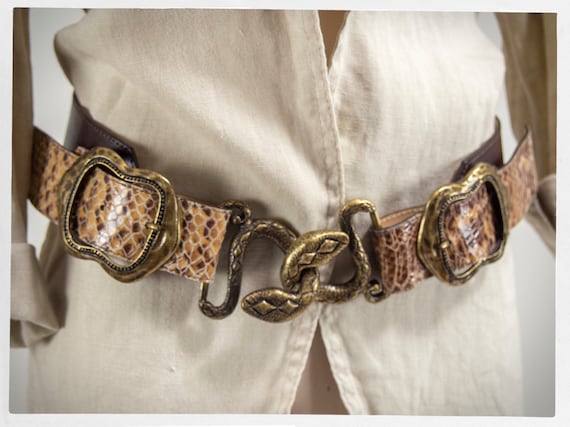 Vintage 90s Belt, Statement Belt, Retro 80s Leathe