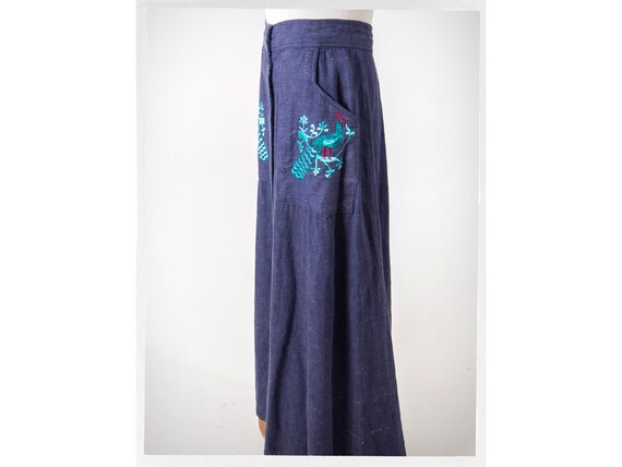 Vintage 80s Skirt, 80s Denim Skirt, Retro Hippie S