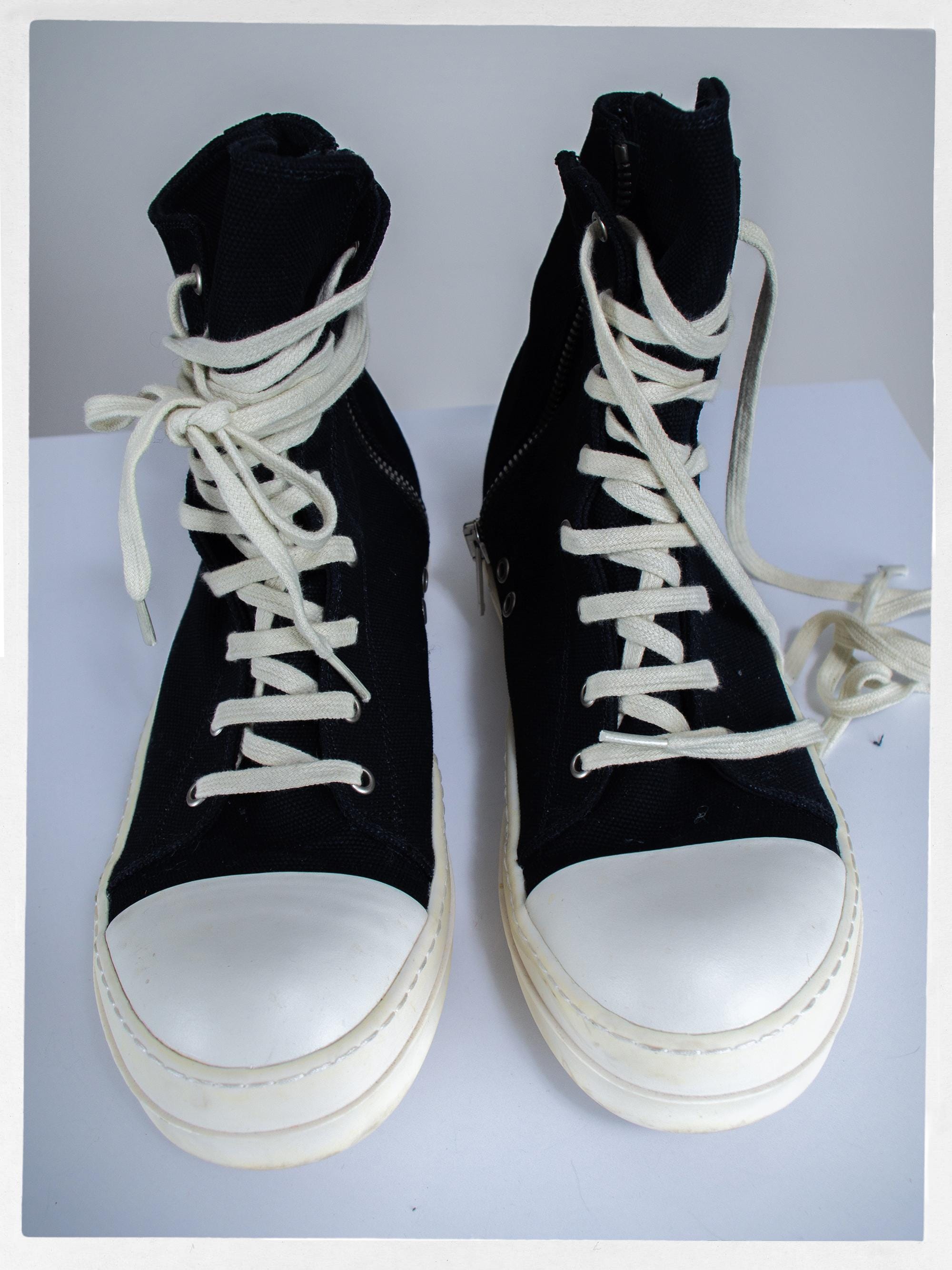 Preloved Rick Owens DRKSHDW High Top Sneakers, Black Canvas  display picture 2