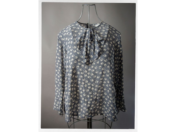 Vintage 90s Blouse, Vintage Sheer Blouse, Silk Flo