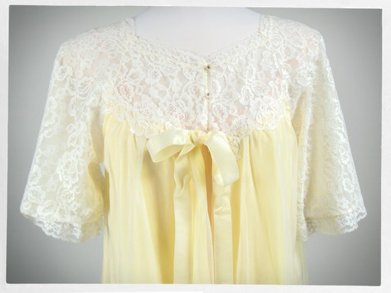 Vintage 60s PEIGNOIR, 60s Chiffon NEGLIGEE, 60s N… - image 3