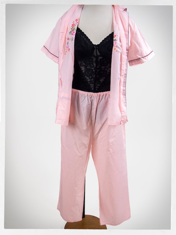 Retro 90s Pyjamas, Oriental Lounge Wear, Pink Pyj… - image 6