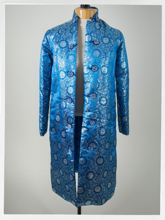 Vintage 80s Coat, Asian Quilted Coat, Brocade Win… - image 2