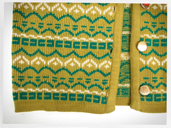 Retro 70s Wool Cardigan, Norwegian Style Cardigan, GLENHILL