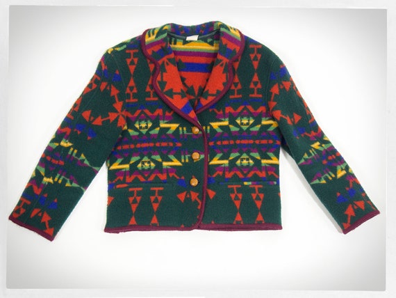 Retro 90s Blanket Coat, Southwestern Coat, BENETTO