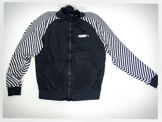 Retro PUMA Track Jacket, Black Stripe Track Jacke… - image 1