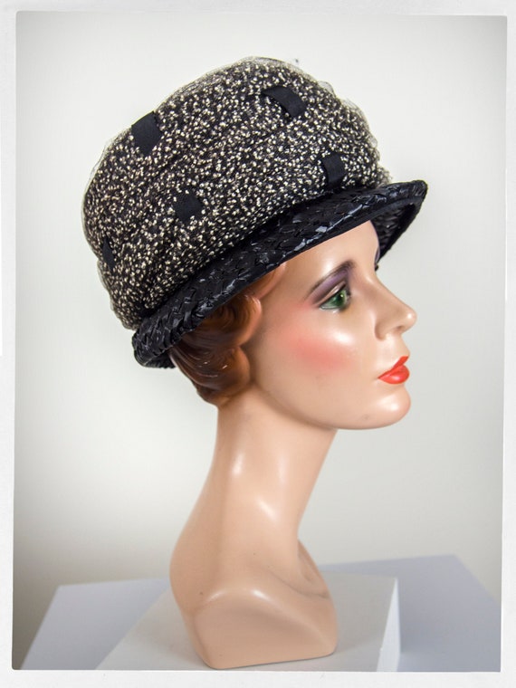 Vintage 60s Pill Box Hat, Vintage 50s Hat, 60s Str