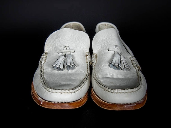 Vintage 50s  Men's Shoes, 50s White Shoes, Leathe… - image 2