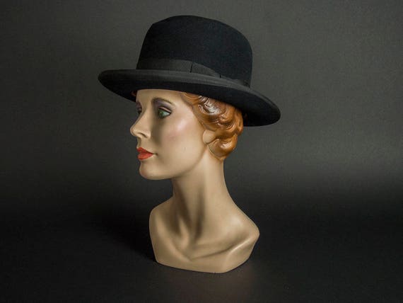 Vintage 20s Bowler Hat,20s Fur Hat, Vintage 20s Br