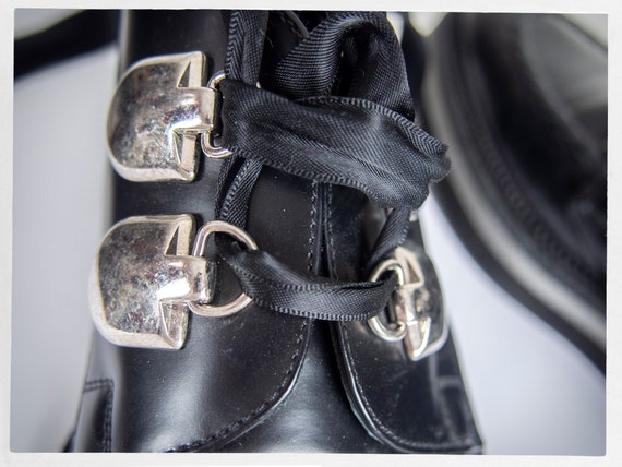 Alexander Mcqueen Platform Shoes — Black Leather Ribbon Lace, Made