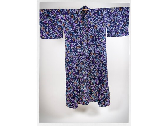 Vintage Cotton Kimono, Cotton Dressing Gown, Cotto