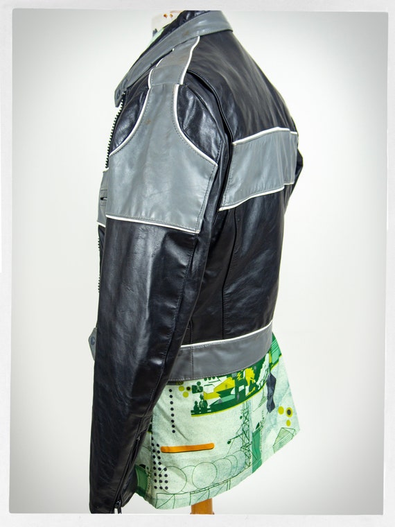Retro 80s Motorcycle Jacket, 70s Leather Cafe Rac… - image 4