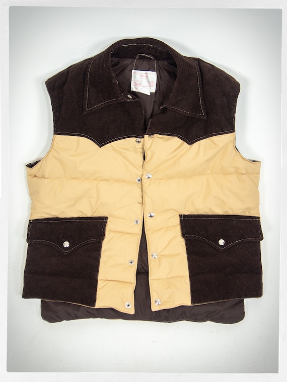 Vintage 90s Vest, Western Puffer Vest, Two Tone P… - image 5