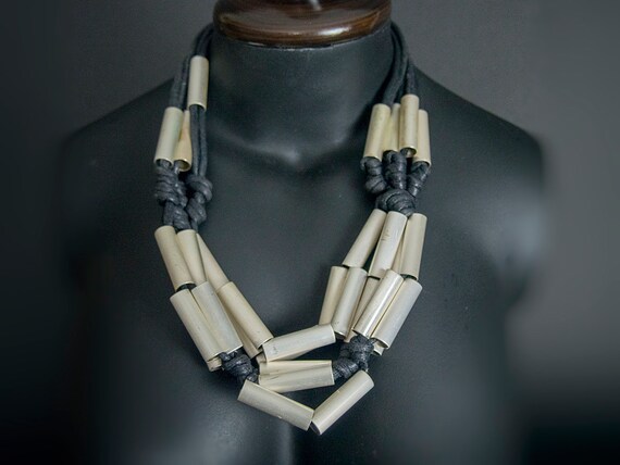 Retro 80s Huge Necklace, Brutalist Oversized Neck… - image 1